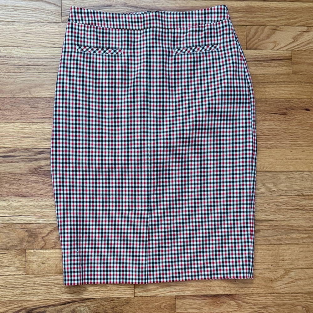 Talbots pencil Skirt Checkered Ted White Black 2